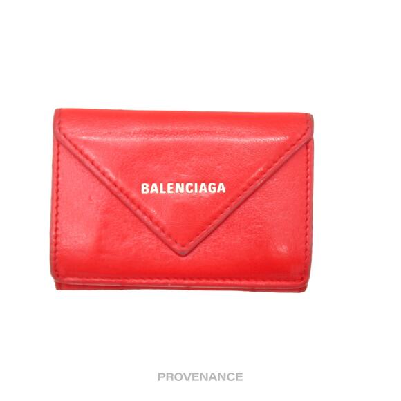 🔴 Balenciaga Papier Mini Wallet - Red Leather - Picture 1 of 10